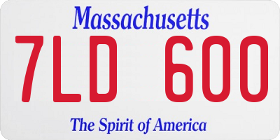 MA license plate 7LD600