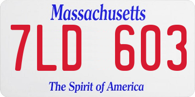 MA license plate 7LD603