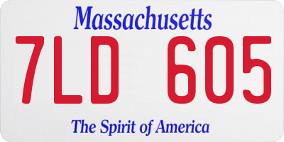 MA license plate 7LD605