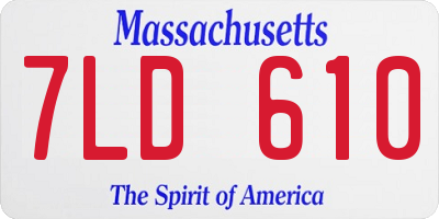 MA license plate 7LD610