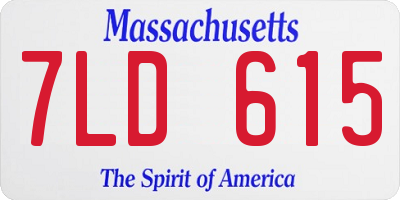 MA license plate 7LD615
