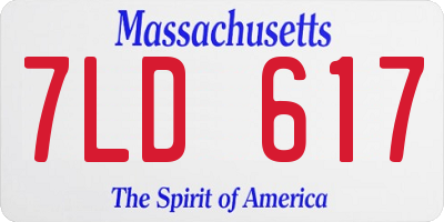 MA license plate 7LD617