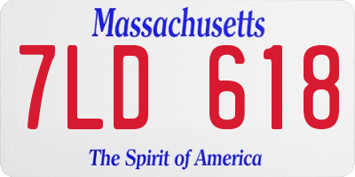MA license plate 7LD618