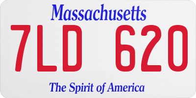 MA license plate 7LD620