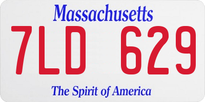 MA license plate 7LD629