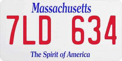 MA license plate 7LD634