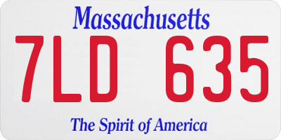 MA license plate 7LD635