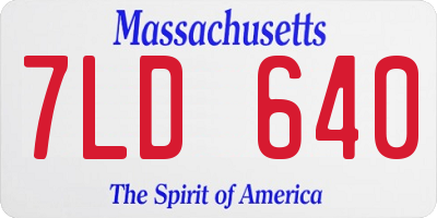 MA license plate 7LD640