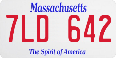MA license plate 7LD642