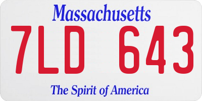 MA license plate 7LD643