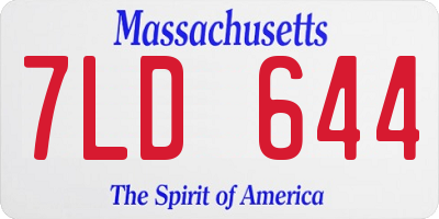 MA license plate 7LD644
