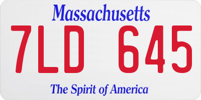 MA license plate 7LD645