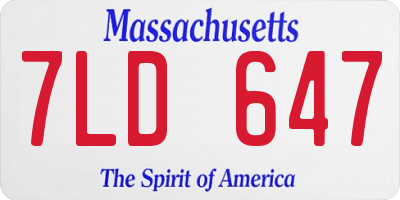 MA license plate 7LD647