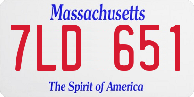 MA license plate 7LD651