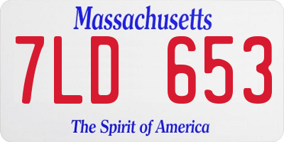 MA license plate 7LD653