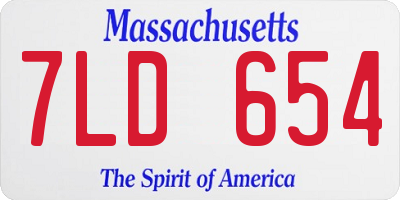 MA license plate 7LD654