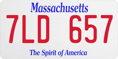 MA license plate 7LD657