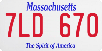 MA license plate 7LD670