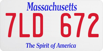 MA license plate 7LD672