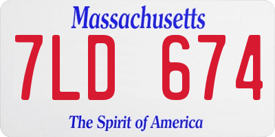 MA license plate 7LD674