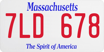 MA license plate 7LD678
