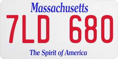 MA license plate 7LD680