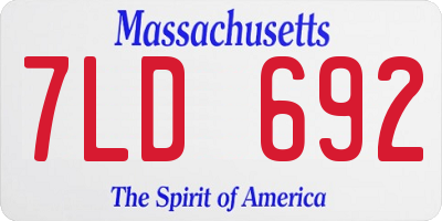 MA license plate 7LD692