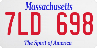 MA license plate 7LD698