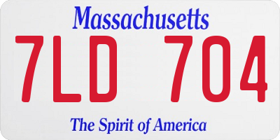 MA license plate 7LD704