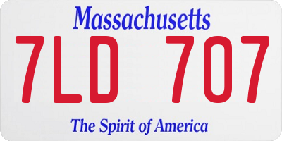 MA license plate 7LD707