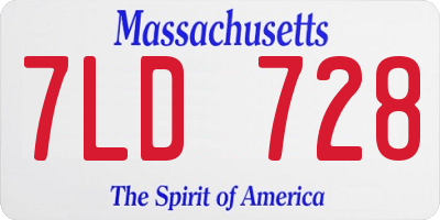 MA license plate 7LD728