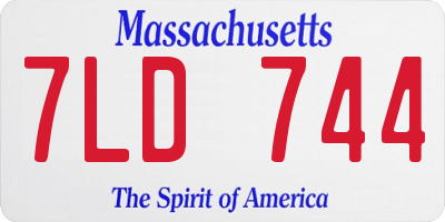 MA license plate 7LD744