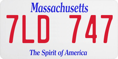 MA license plate 7LD747