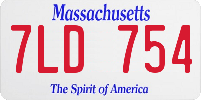 MA license plate 7LD754
