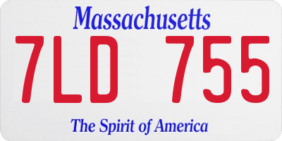MA license plate 7LD755