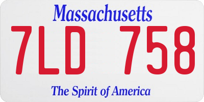 MA license plate 7LD758