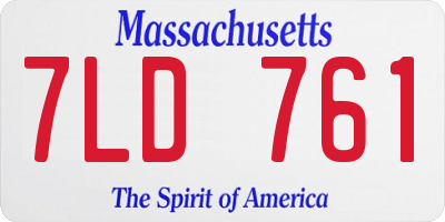 MA license plate 7LD761