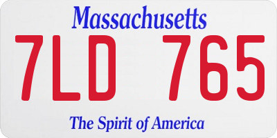 MA license plate 7LD765