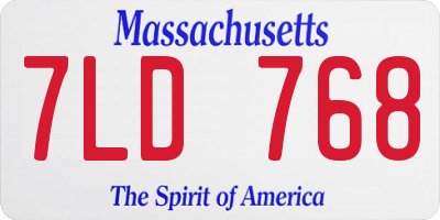 MA license plate 7LD768