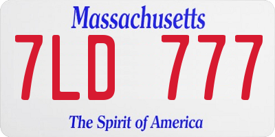 MA license plate 7LD777
