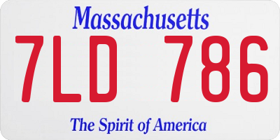 MA license plate 7LD786
