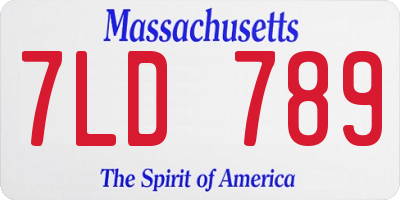 MA license plate 7LD789