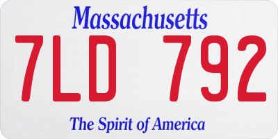 MA license plate 7LD792