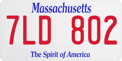 MA license plate 7LD802