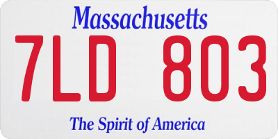MA license plate 7LD803
