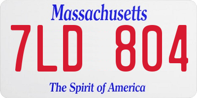 MA license plate 7LD804