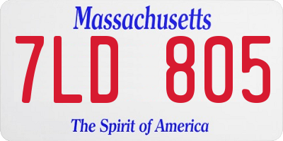 MA license plate 7LD805
