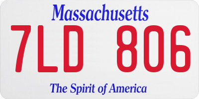 MA license plate 7LD806