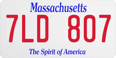 MA license plate 7LD807