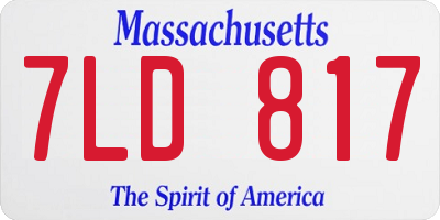 MA license plate 7LD817